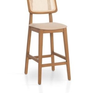 Zion Ahşap Hasırlı Bar Sandalyesi (1Adet)