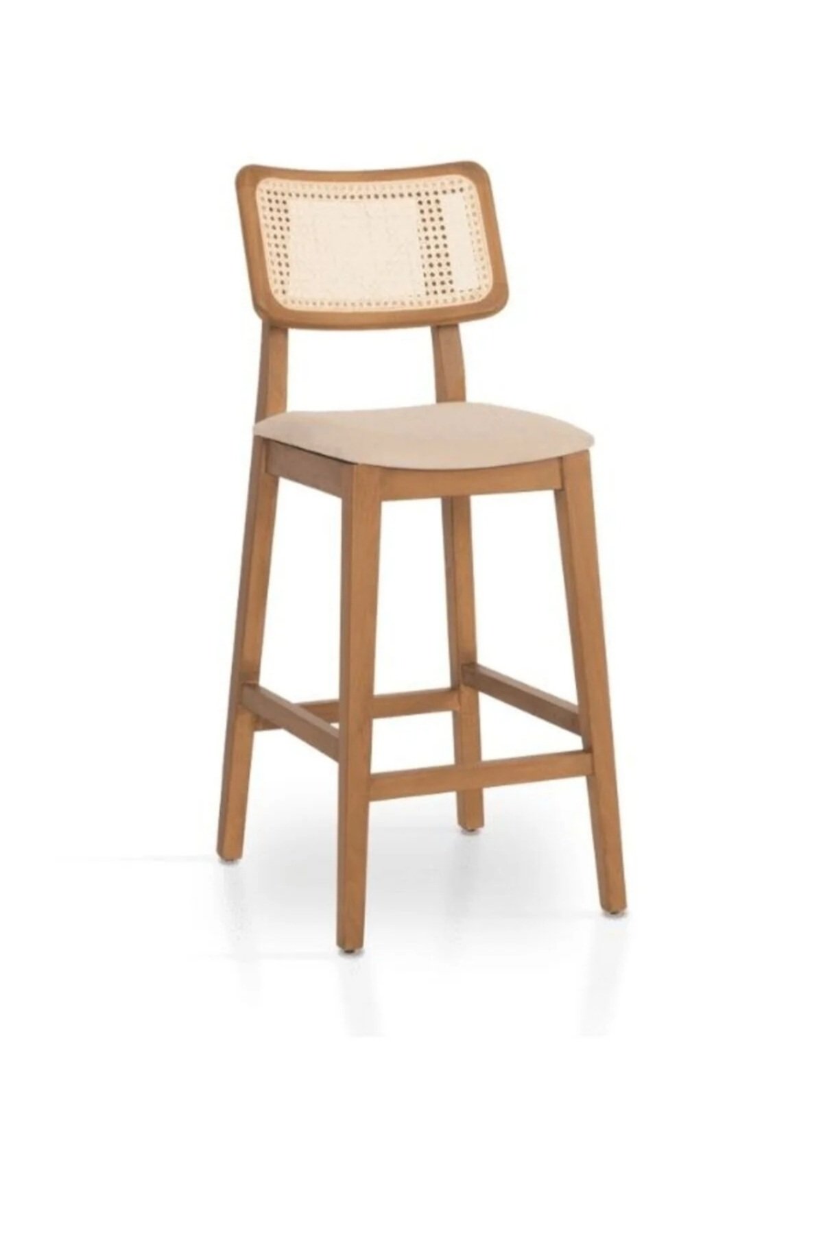 Zion Ahşap Hasırlı Bar Sandalyesi (1Adet)