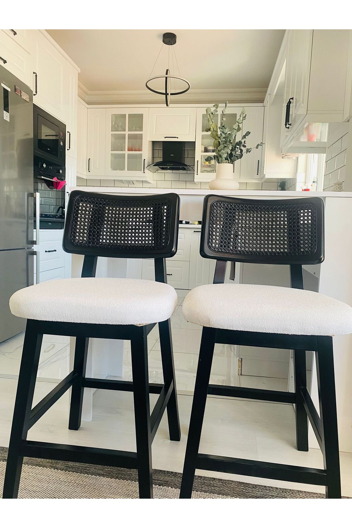 Hazeran (1 ADET) Ahşap Bar Sandalyesi - Ahşap Ada Mutfak Sandalyesi