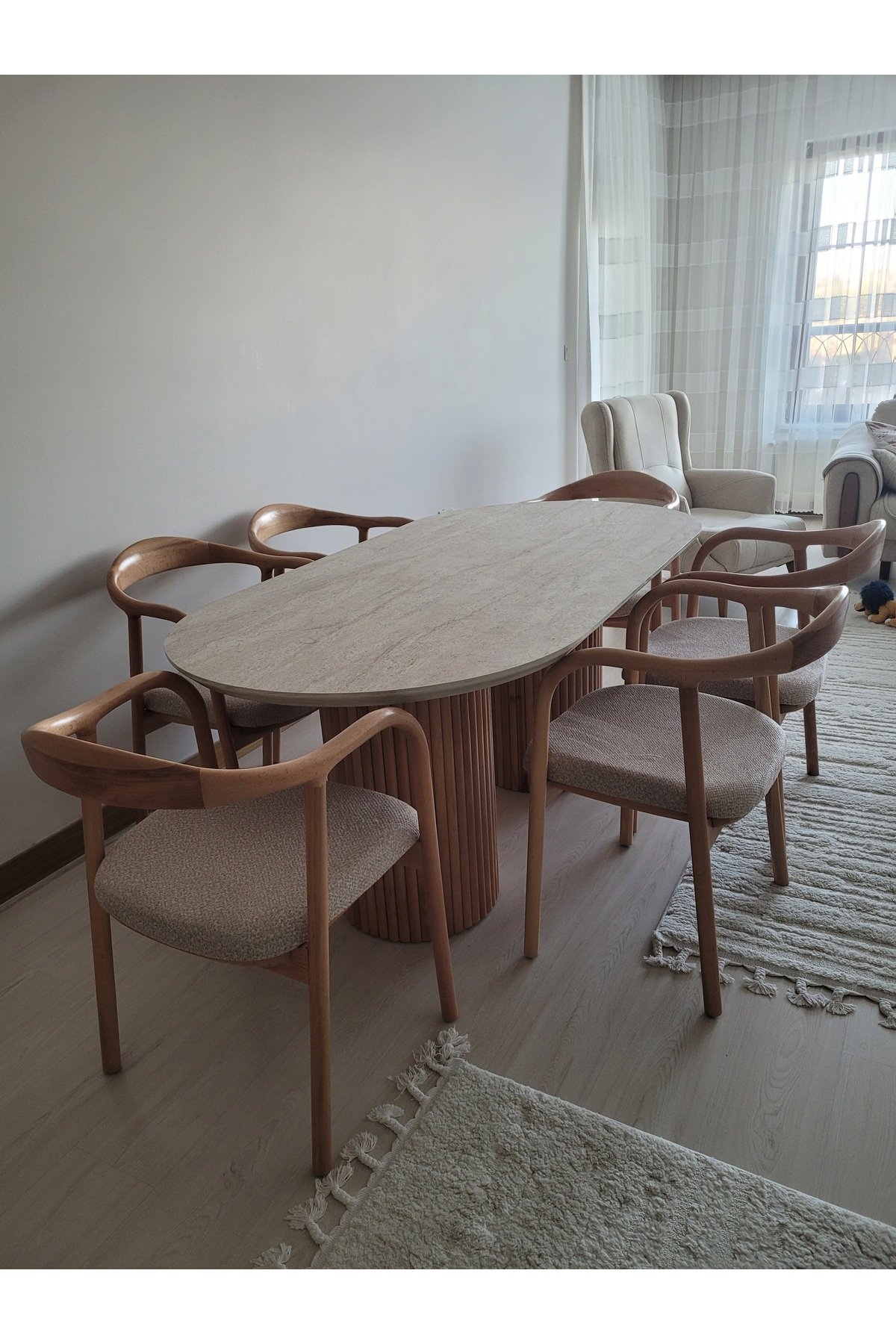 Bohem Masa Takımı Ahşap Masa Takımı 6 Kişilik Masa Sandalye Takımı İskandinav Takım