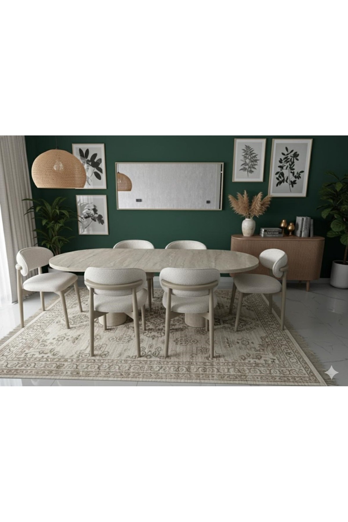 Bohem Masa Takımı Ahşap Açılır Masa Takımı 6 Kişilik Masa Sandalye Takımı İskandinav Takım