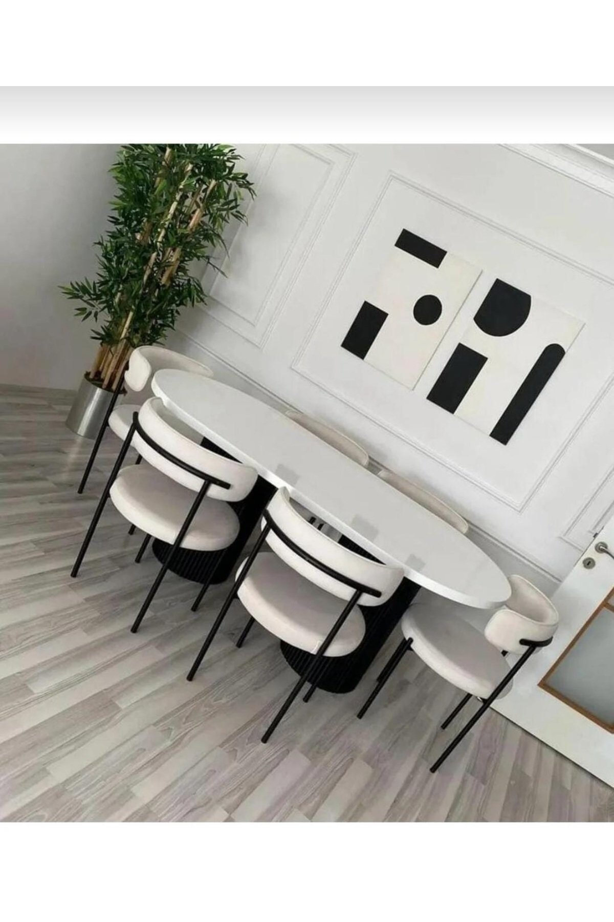 Bohem Masa Takımı Teddy Metal Ahşap Masa Takımı 6 Kişilik Masa Sandalye Takımı Bohem Takım