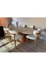 Bohem Doğal Ahşap Masa Seti 6 Kişilik