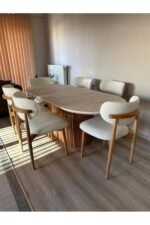 Bohem Doğal Ahşap Masa Seti 6 Kişilik - Görsel 2