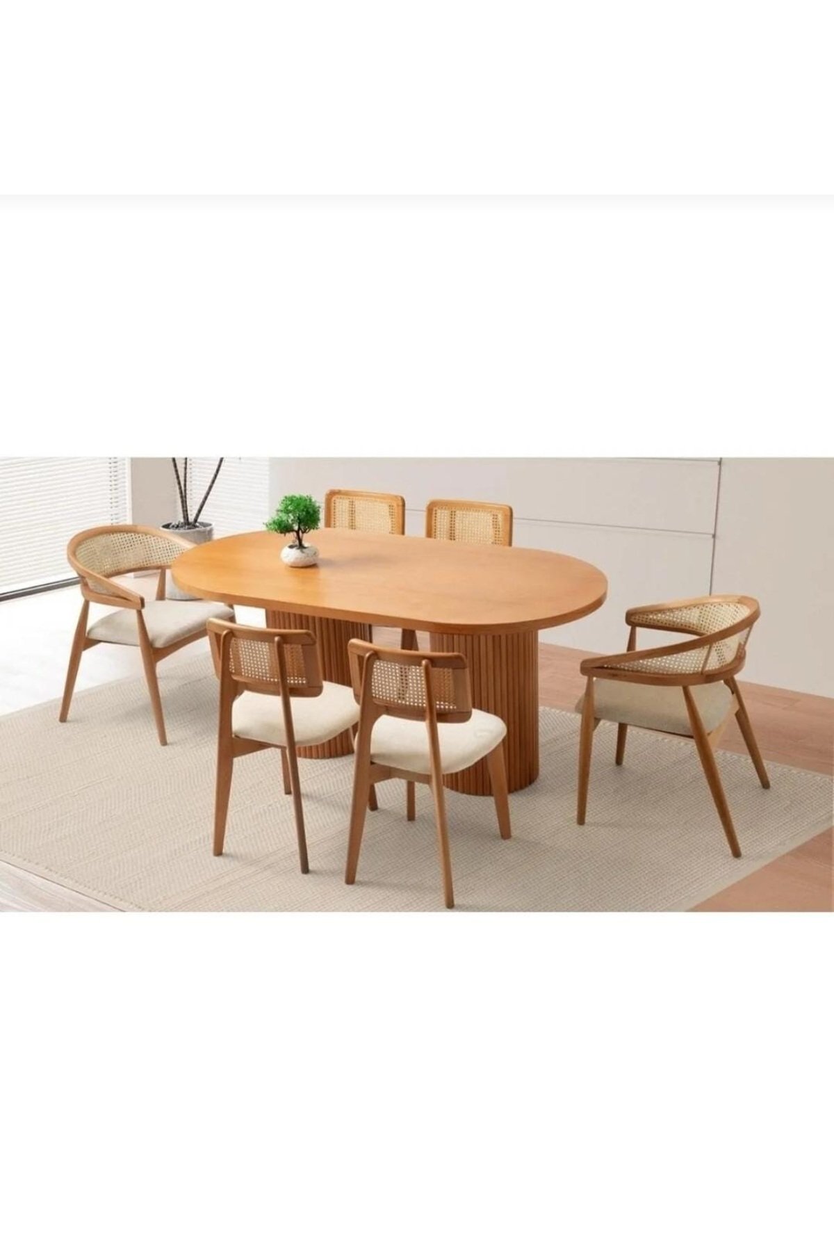 Bohem Masa Takımı Ahşap Masa Takımı 6 Kişilik Masa Sandalye Takımı İskandinav Takım