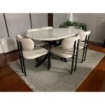 Bohem Masa Takımı Ahşap Masa Takımı 6 Kişilik Masa Sandalye Metal Dibo Takımı İskandinav Takım