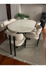 Metal Ayaklı Bohem Masa Seti 6 Kişilik - Görsel 2