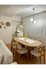 Bohem Masa Takımı Ahşap Masa Takımı 6 Kişilik Masa Sandalye Takımı İskandinav Takım