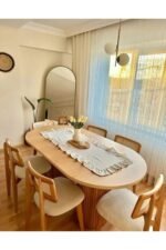 Bohem Masa Takımı Ahşap Masa Takımı 6 Kişilik Masa Sandalye Takımı İskandinav Takım - Görsel 2