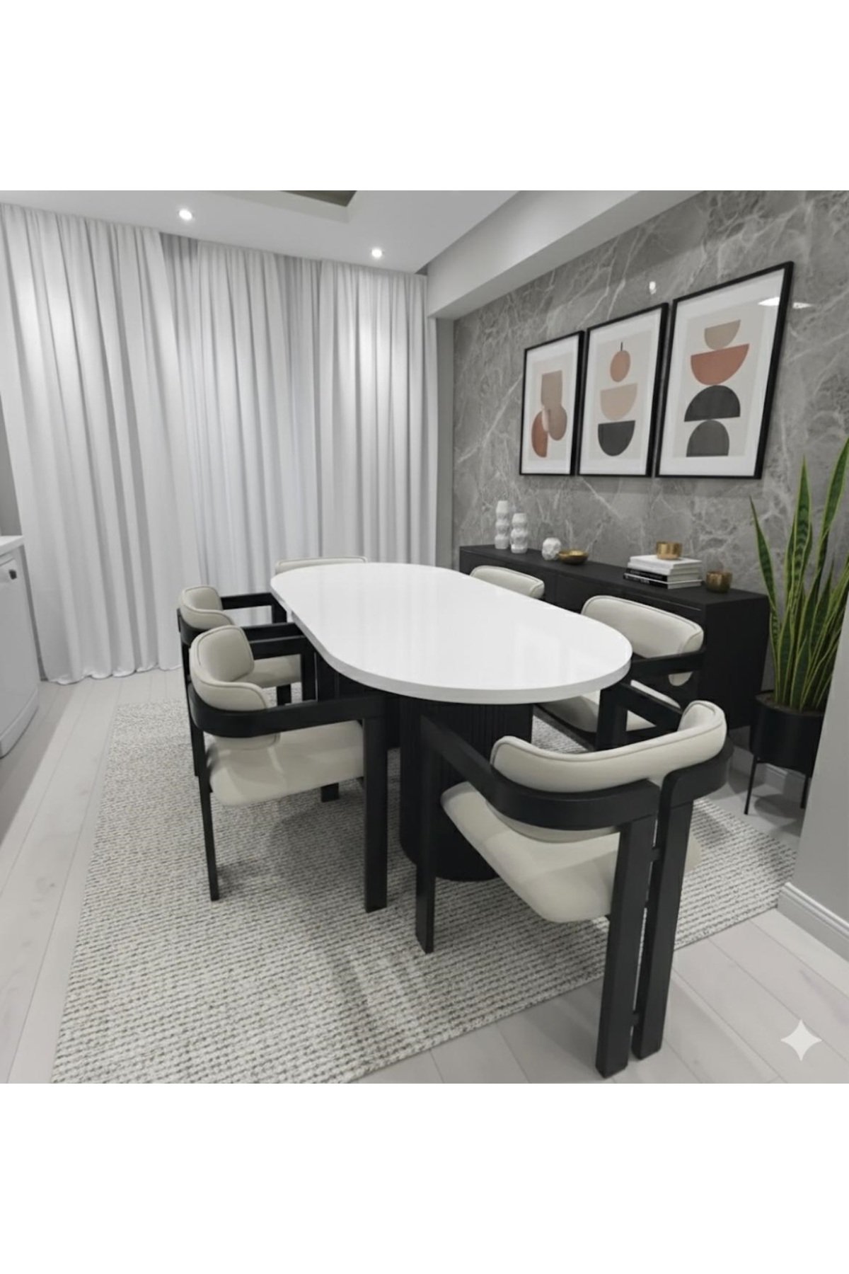 Bohem Masa Takımı Ahşap Masa Takımı 6 Kişilik Masa Sandalye Takımı İskandinav Takım