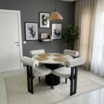 Bohem Yuvarlak Masa Seti 4 Kişilik – Açık Meşe