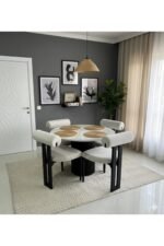 Bohem Yuvarlak Masa Seti 4 Kişilik – Açık Meşe