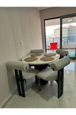 Bohem Yuvarlak Masa Seti 4 Kişilik – Açık Meşe - Görsel 3