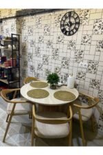 Bohem Yuvarlak Masa Seti 4 Kişilik – Doğal Ahşap - Görsel 4