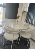 Bohem Yuvarlak Masa Seti 4 Kişilik – Krem - Görsel 2