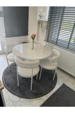 Bohem Yuvarlak Masa Seti 4 Kişilik – Krem - Görsel 3