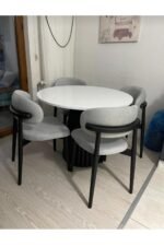 Bohem Yuvarlak Masa Seti 4 Kişilik – Antrasit - Görsel 3