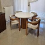 Bohem Yuvarlak Masa Seti 4 Kişilik – Doğal Ahşap