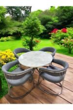 Bohem Yuvarlak Masa Seti 4 Kişilik – Minimal - Görsel 2