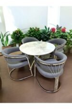 Bohem Yuvarlak Masa Seti 4 Kişilik – Minimal - Görsel 3