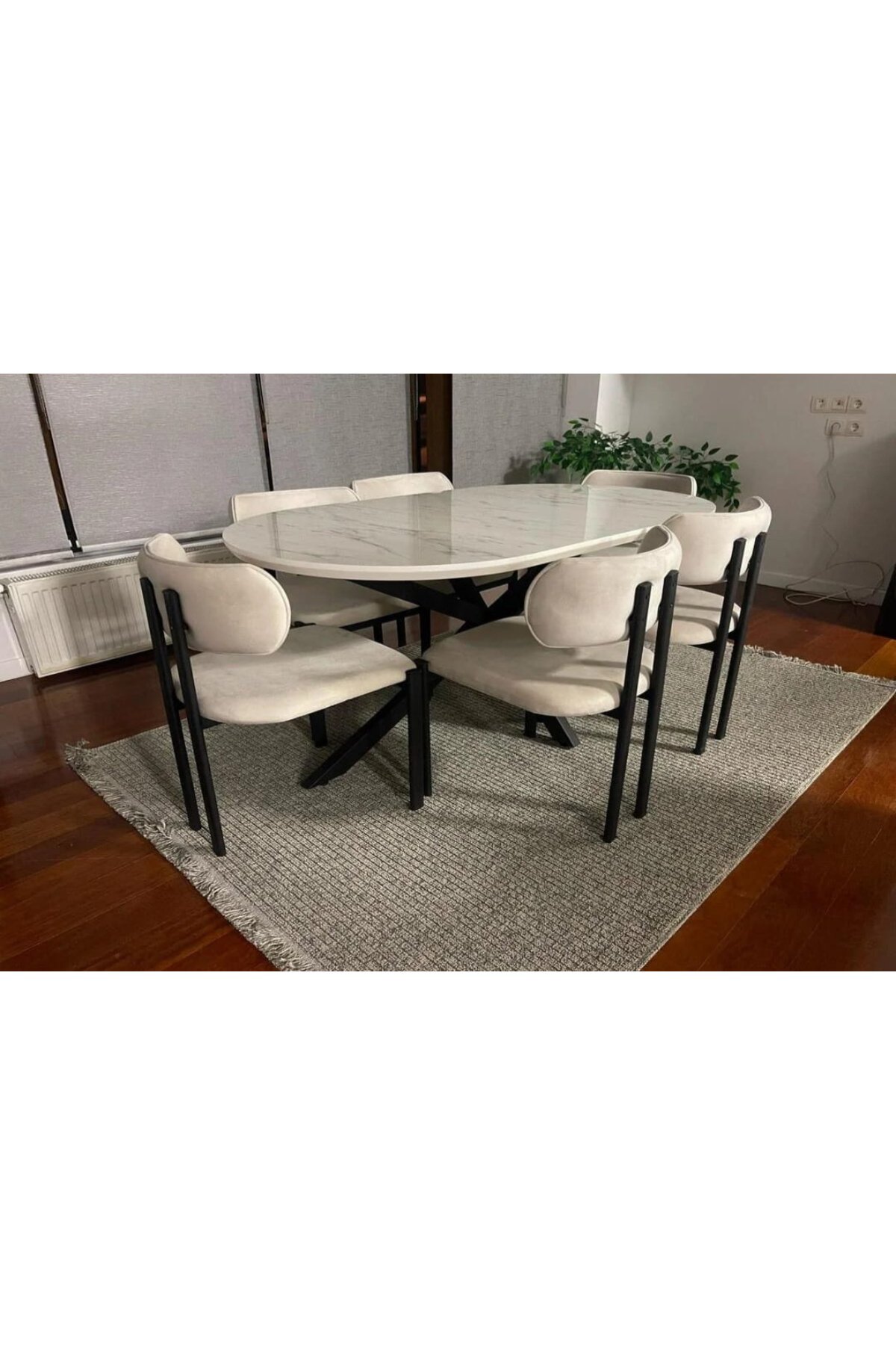 Bohem Dibo Masa Takımı Ahşap Masa Takımı 6 Kişilik Masa Sandalye Takımı İskandinav Takım