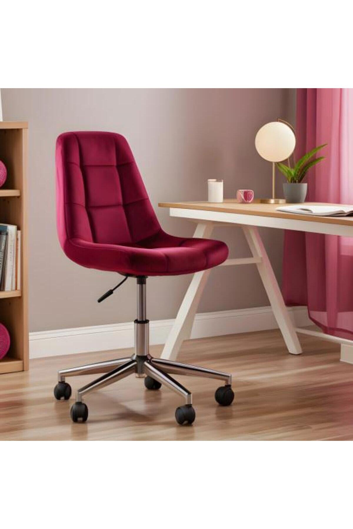 Ofis Ders Çalışma Çok Amaçlı Poliüretan Krom Ayaklı Ergonomik 360 Derece Sandalye