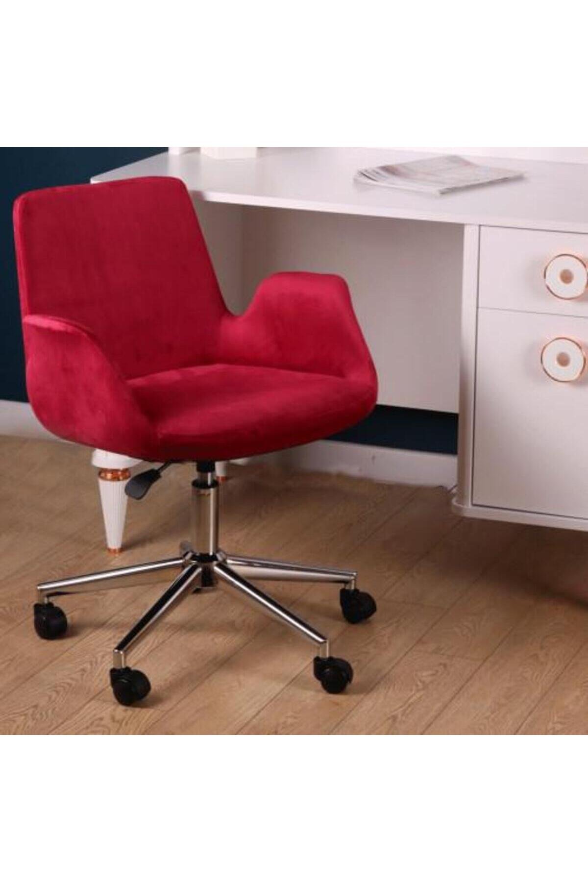 Ofis Ders Çalışma Çok Amaçlı Poliüretan Krom Ayaklı Ergonomik 360 Derece Sandalye