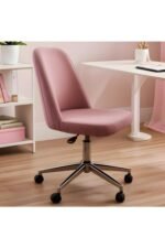 ErgoLine Ofis Sandalyesi Krom Ayaklı Pembe