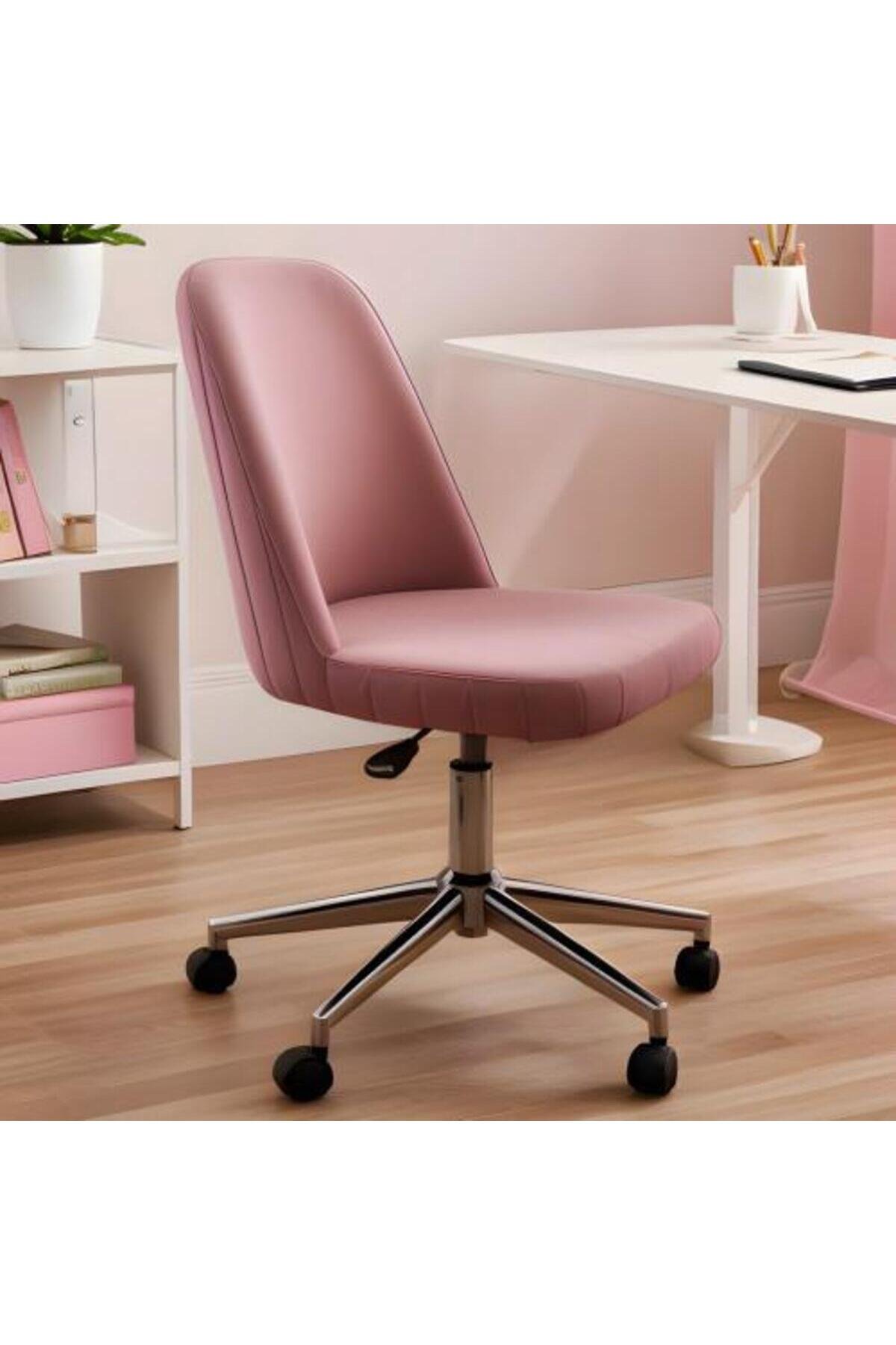 Ofis Ders Çalışma Çok Amaçlı Poliüretan Krom Ayaklı Ergonomik 360 Derece Sandalye