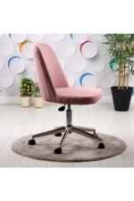 ErgoLine Ofis Sandalyesi Krom Ayaklı Pembe - Görsel 2