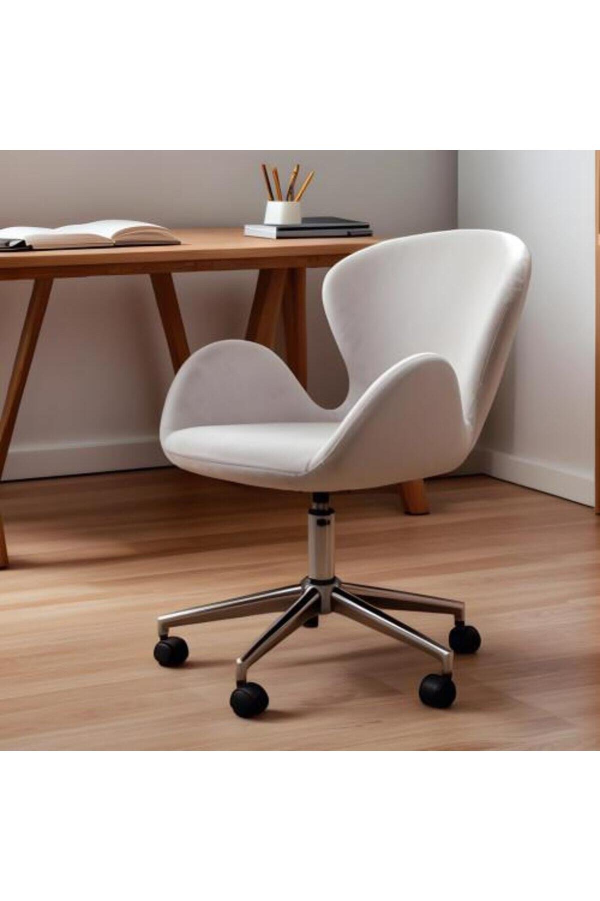 Ofis Ders Çalışma Çok Amaçlı Poliüretan Krom Ayaklı Ergonomik 360 Derece Sandalye