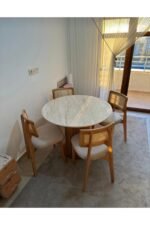 Bohem Yuvarlak Masa Seti Zion Hasırlı 4 Kişilik