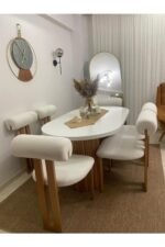 Tombak Ahşap Masa Seti 6 Kişilik (90x170)