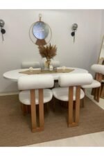 Tombak Ahşap Masa Seti 6 Kişilik (90x170) - Görsel 2