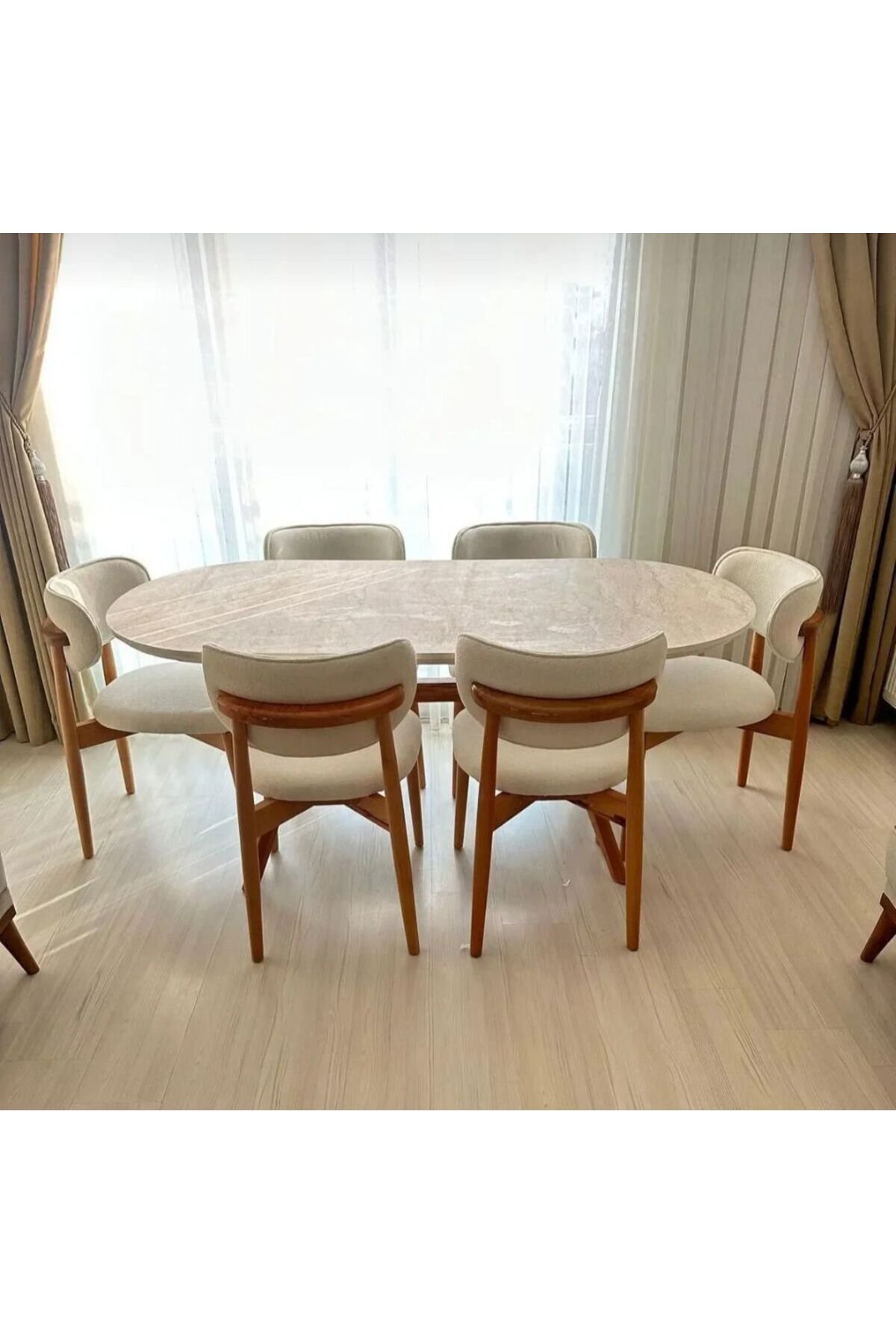 Bohem 6 lı Yemek Masası Sandalye Takımı Ahşap Polo