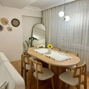 Bohem Masa Takımı Ahşap Masa Takımı 6 Kişilik Zion Hasırlı Sandalyeli Yemek Odası Takımı