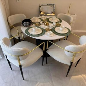 Gold Serisi Atlas (4 KİŞİLİK) Salon Takımı Bohem Lüks Cafe Restoran Mutfak