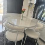 Bohem Yuvarlak Masa Seti Teddy Sandalyeli 4 Kişilik