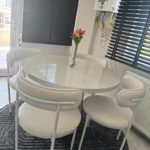 Yuvarlak Ahşap Teddy Bohem Masa Takımı Bohem 4 Kişilik Mutfak Masa Sandalye Takımı İskandinav