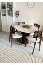 Bohem Yuvarlak Masa Seti Zion Sandalyeli 4 Kişilik