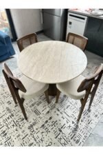 Bohem Yuvarlak Masa Seti Zion Sandalyeli 4 Kişilik - Görsel 2