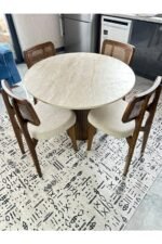 Bohem Yuvarlak Masa Seti Zion Sandalyeli 4 Kişilik - Görsel 3