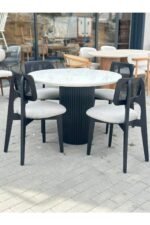 Bohem Yuvarlak Masa Seti Zion Hasırlı Sandalyeli 4 Kişilik - Görsel 3