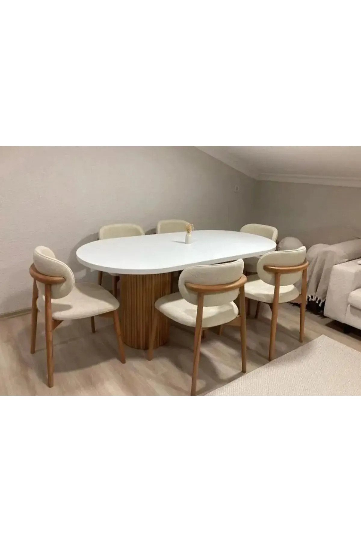 6'LI AHŞAP BOHEM MASA TAKIMI MASA SANDALYE AHŞAP TAKIM AHŞAP SANDALYE