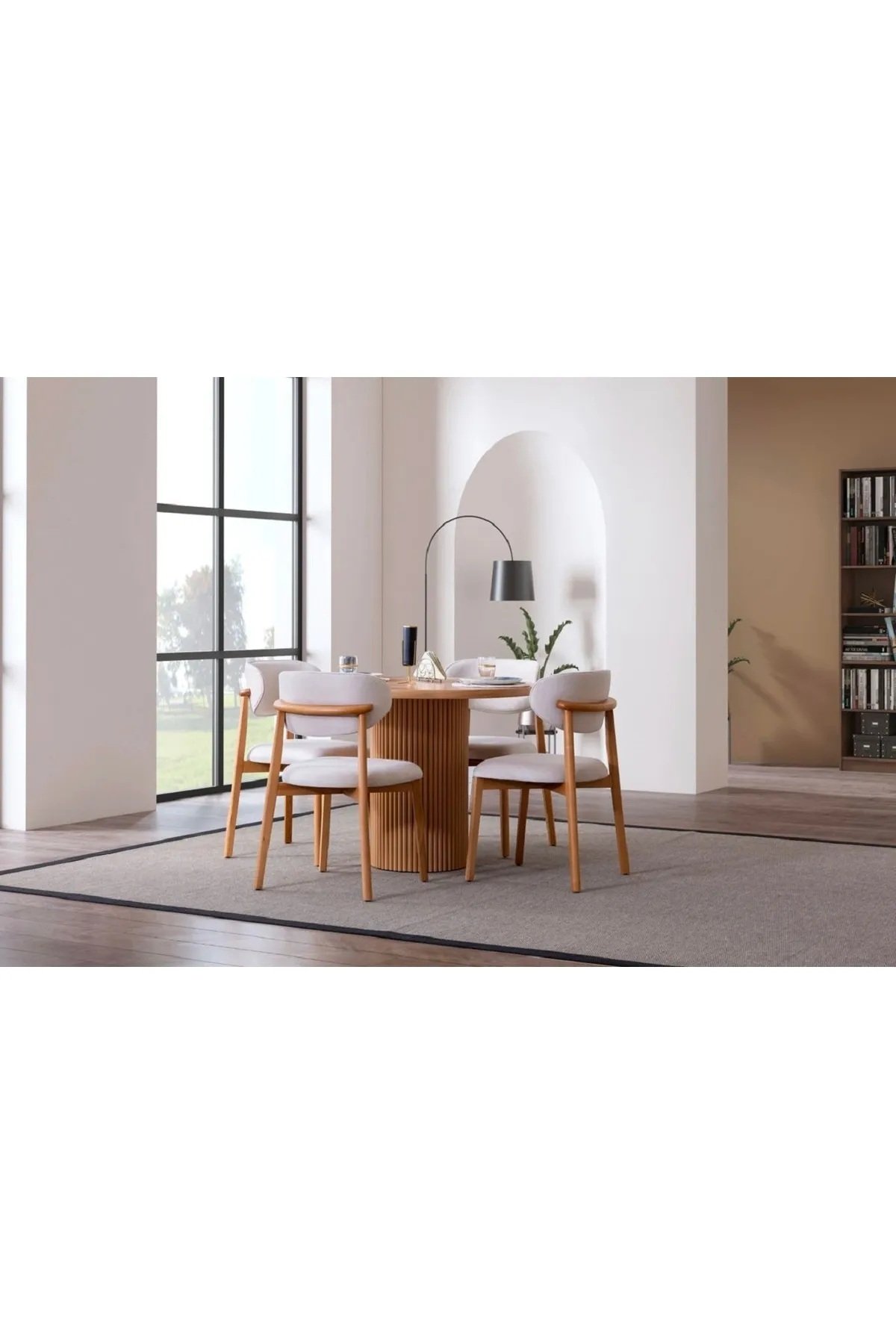 Ahşap Polo Bohem 4 Kişilik Mutfak Masa Sandalye Takımı