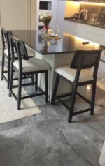 Zion Ahşap Hasırlı Siyah Bar Sandalyesi (1 Adet) - Görsel 2