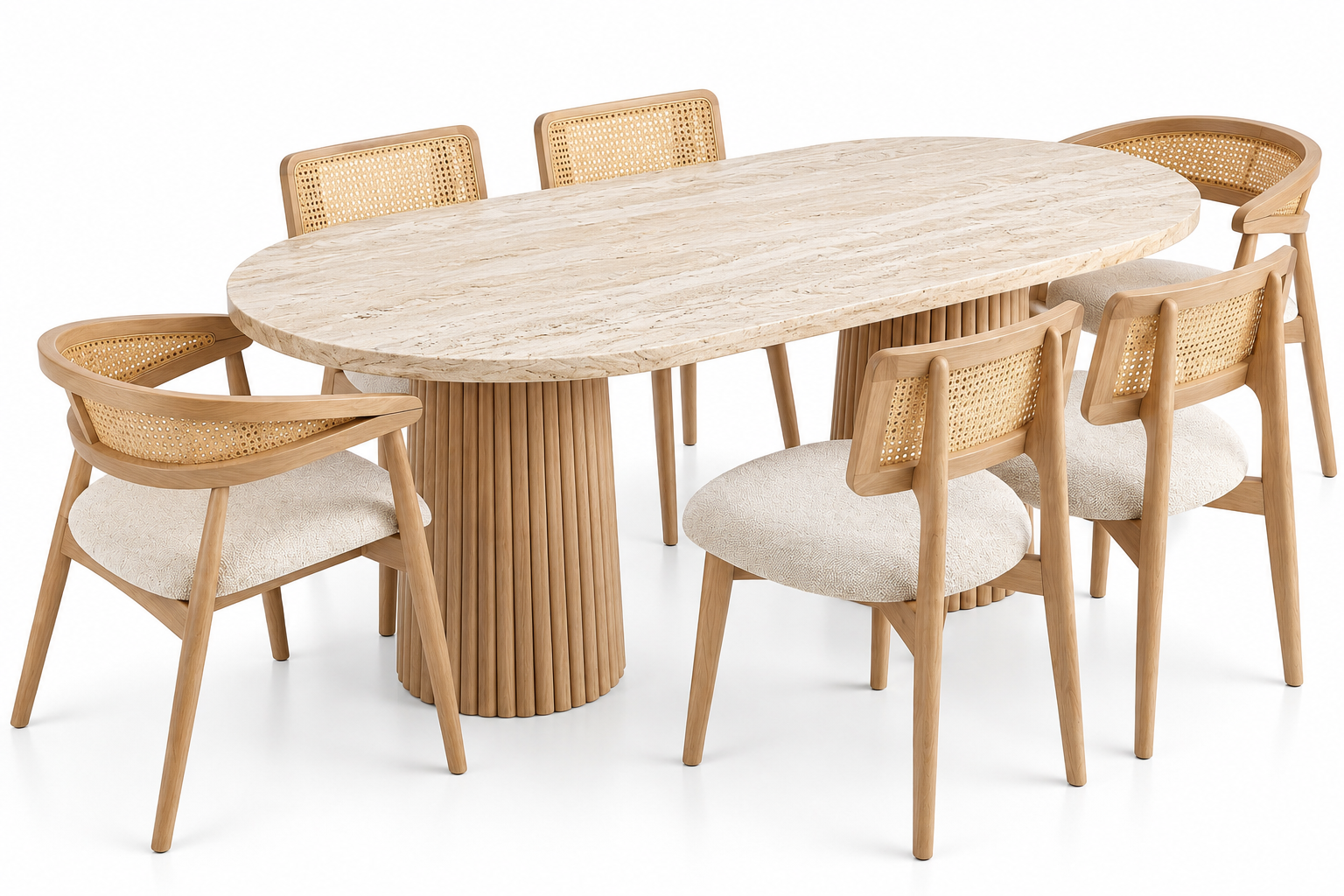 68a6dc48-cf56-44af-b780-c1f69fcee760 6 KİŞİLİK ZİON GAZEL YEMEK TAKIMI TRAVENTEN MDF MASA - Görsel 1